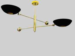 Brass Sputnik Chandelier - Mid Century Modern 2-Light Pendant
