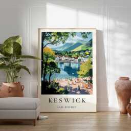 Keswick Travel Poster Lake District Wall Art, Cumbria Print - thumbnail 2