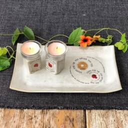 Shabbat Candle Holder Set With Tray - Jewish Wedding Gift - thumbnail 4