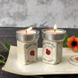 Shabbat Candle Holder Set With Tray - Jewish Wedding Gift - thumbnail 3
