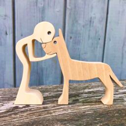 A Great Dane Man Original Wooden Sculpture 2.5D - thumbnail 1