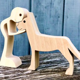 A Great Dane Man Original Wooden Sculpture 2.5D - thumbnail 2