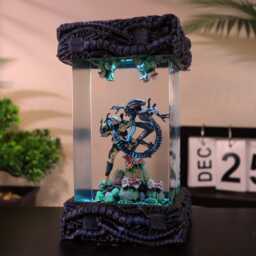 New Handmade Predator Vs Alien Resin Lamp - Sci-Fi Diorama Light, Epic Battle Scene Led Lamp, Collector Gift, Movie Fan Desk Decor - thumbnail 1