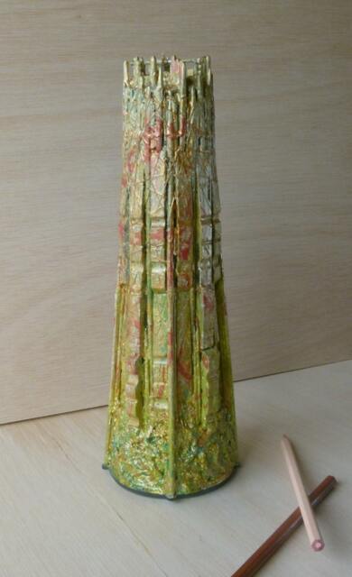 Tower Of Babel, Mixed Media Small Sculpture, Found Objects, Wood - image 1