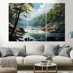 Wisconsin River Canvas Print, Dells Wall Art, Painting, Poster, Nature Framed & Ready To Hang - thumbnail 3