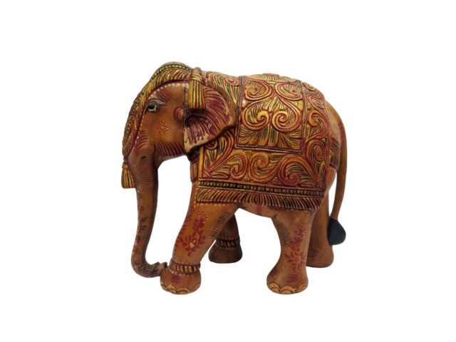 Handcarved Elephant, Teak Wood Elephant, Handmade Animals Statues, Elephant Showpiece, Indian Handicrafts, Home Decorative Statues - image 1