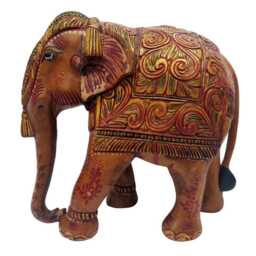 Handcarved Elephant, Teak Wood Elephant, Handmade Animals Statues, Elephant Showpiece, Indian Handicrafts, Home Decorative Statues - thumbnail 2