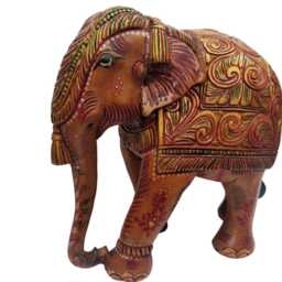Handcarved Elephant, Teak Wood Elephant, Handmade Animals Statues, Elephant Showpiece, Indian Handicrafts, Home Decorative Statues - thumbnail 3