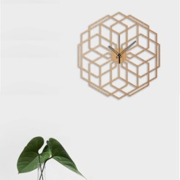 Minimalist Wall Clock - Wood Hexaflower, Living Room Clock, Geometric Decor, Silent Natural Oak Rustic - thumbnail 4