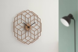 Minimalist Wall Clock - Wood Hexaflower, Living Room Clock, Geometric Decor, Silent Natural Oak Rustic