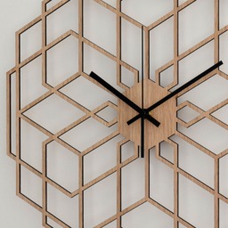 Minimalist Wall Clock - Wood Hexaflower, Living Room Clock, Geometric Decor, Silent Natural Oak Rustic - thumbnail 3