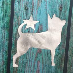 Chihuahua, Adorable Dog Christmas Tree Topper, Star, Holiday Decoration, Aluminum, Metal, Art, Unique Gift Idea - thumbnail 2