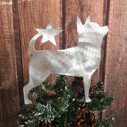 Chihuahua, Adorable Dog Christmas Tree Topper, Star, Holiday Decoration, Aluminum, Metal, Art, Unique Gift Idea