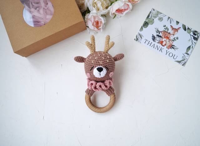 Deer Baby Toy For Newborn Girl, Its A Girl Gift Future Parent, First Time Mom Package, Woodland Shower - image 1