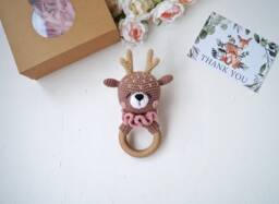 Deer Baby Toy For Newborn Girl, Its A Girl Gift Future Parent, First Time Mom Package, Woodland Shower - thumbnail 1