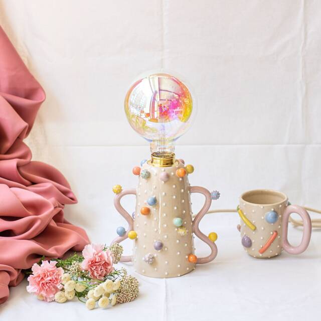 Handmade Ceramic Table Lamp For Living Room Home Decoration Bedside Housewarming Gift Bedroom Idea Her - image 1