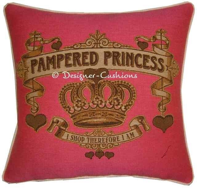 Sale Pampered Princess Pink Woven Tapestry Cushion Cover Sham - image 1