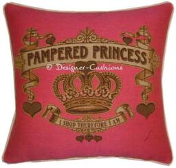 Sale Pampered Princess Pink Woven Tapestry Cushion Cover Sham - thumbnail 1