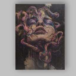Dark Surreal Cracked Female Portrait Abstract Expressionist Canvas Wall Art Print Decor Picture Ready To Hang - thumbnail 1