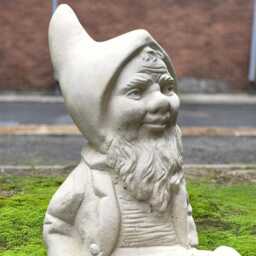 Gnome With Wheelbarrow Statue Concrete Garden Figurine Handmade Sculpture Rustic Yard Decor Outdoor Ornament Art - thumbnail 2