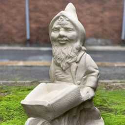 Gnome With Wheelbarrow Statue Concrete Garden Figurine Handmade Sculpture Rustic Yard Decor Outdoor Ornament Art - thumbnail 3