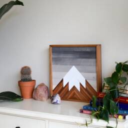Mosaic Mountain Wood Wall Art Natural Decor - 12x12 In - thumbnail 2