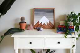 Mosaic Mountain Wood Wall Art Natural Decor - 12x12 In - thumbnail 1
