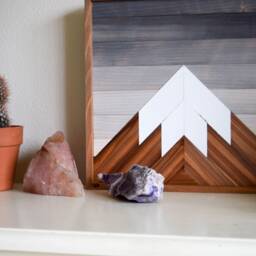 Mosaic Mountain Wood Wall Art Natural Decor - 12x12 In - thumbnail 3