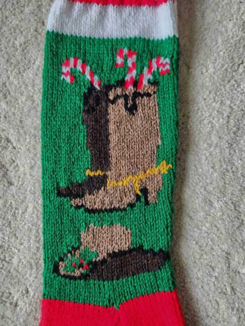 Knitted Personalized Cowboy Boot & Hat Christmas Stocking - image 1