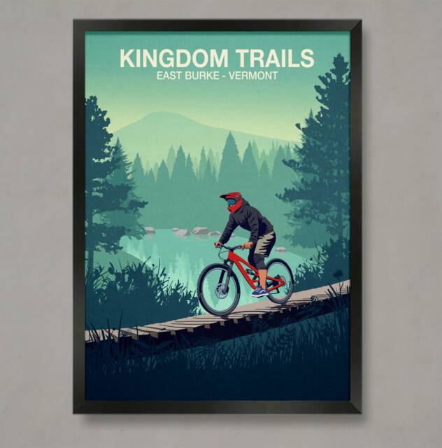 Kingdom Trails Mountain Bike Art Print Vermont Trail Poster - image 1