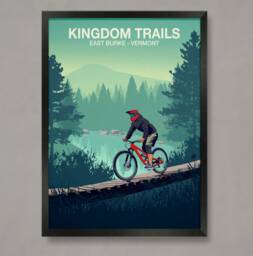 Kingdom Trails Mountain Bike Art Print Vermont Trail Poster - thumbnail 1