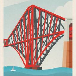 Forth Rail Bridge Travel Poster, Iillustration Of Between Edinburgh & Fife, Scottish Art, Wall Art - thumbnail 3