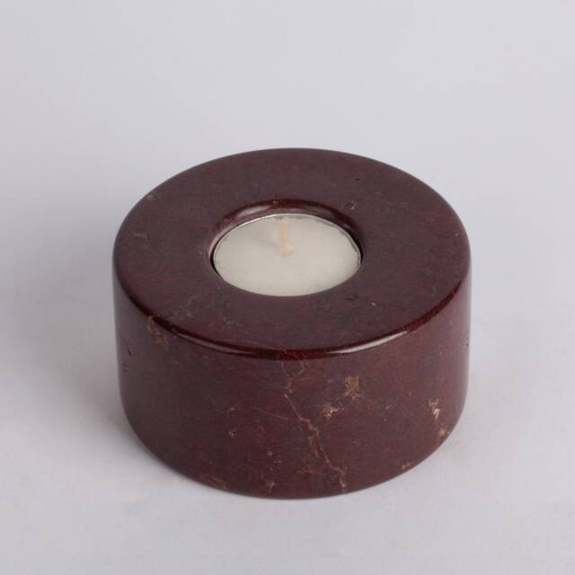 Handmade Rosso Marble Tealight Candle Holder Burgundy Home Decor - image 1