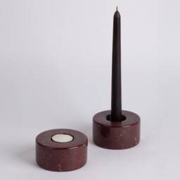 Handmade Rosso Marble Tealight Candle Holder Burgundy Home Decor - thumbnail 3