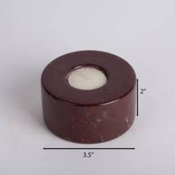 Handmade Rosso Marble Tealight Candle Holder Burgundy Home Decor - thumbnail 4