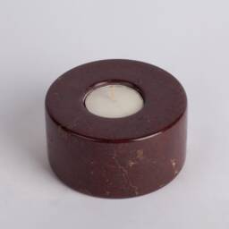 Handmade Rosso Marble Tealight Candle Holder Burgundy Home Decor - thumbnail 1
