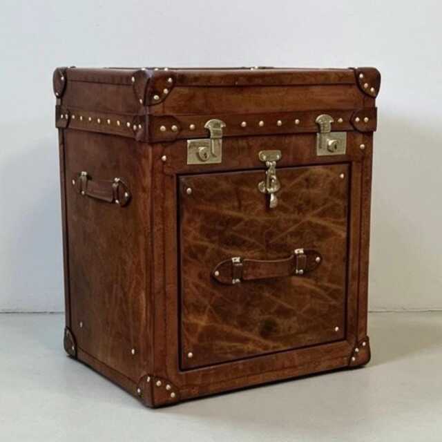 Handmade English Leather Whiskey Chest - Custom Made End Table Luxury - image 1