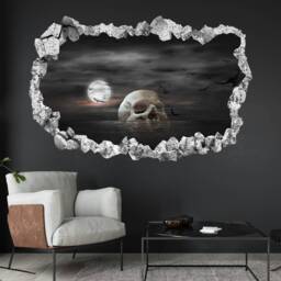 Human Skull Moon Halloween Wall Decal Sticker Mural Poster Print Art Home Decor Kp8 - thumbnail 1