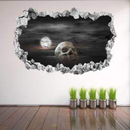 Human Skull Moon Halloween Wall Decal Sticker Mural Poster Print Art Home Decor Kp8 - thumbnail 3