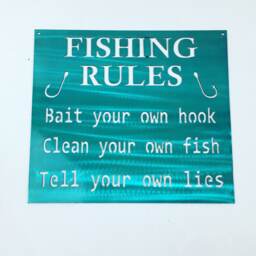Fishing Rules Metal Sign Funny Lake House Decor - thumbnail 1