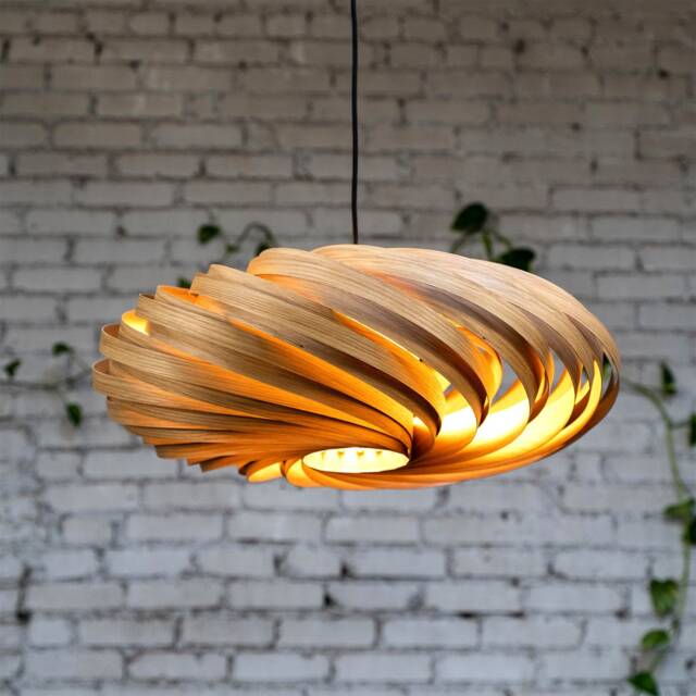 Large Hanging Lamp Made Of Oak Wood. Handmade Wooden From Cologne Studio - image 1