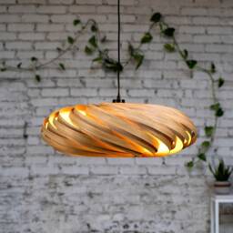 Large Hanging Lamp Made Of Oak Wood. Handmade Wooden From Cologne Studio - thumbnail 3