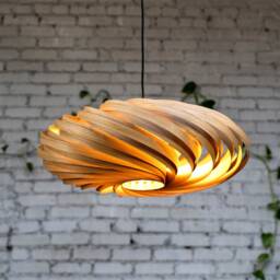 Large Hanging Lamp Made Of Oak Wood. Handmade Wooden From Cologne Studio