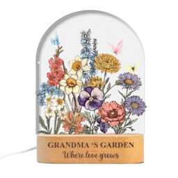 Custom Floral Butterfly Name Night Light, Personalized Birth Flower Grandma's Garden Lamp, Nursery Decor, Mother's Day Gift - thumbnail 2