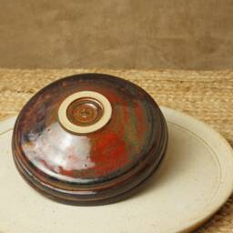 Handmade Gold Treacle & Red Ikebana Vase. G2099 - thumbnail 4