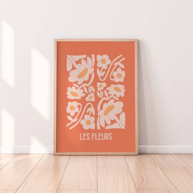 Retro Les Fleurs Print - Flower Print, Cute Plant Art, Colourful Boho Lover Gift, Living Room Prints, Bedroom Art - image 1