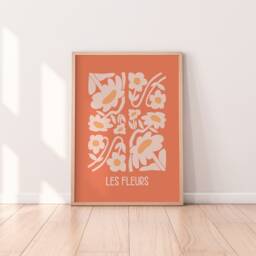 Retro Les Fleurs Print - Flower Print, Cute Plant Art, Colourful Boho Lover Gift, Living Room Prints, Bedroom Art - thumbnail 1