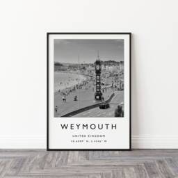 Weymouth Travel Poster Black & White English Coast Art Print - thumbnail 3