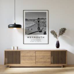 Weymouth Travel Poster Black & White English Coast Art Print - thumbnail 1