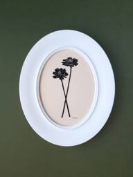 Chocolate Cosmo Flower Block Print Collage - Silhouette Wall Decor Neutral Botanical Art - thumbnail 1